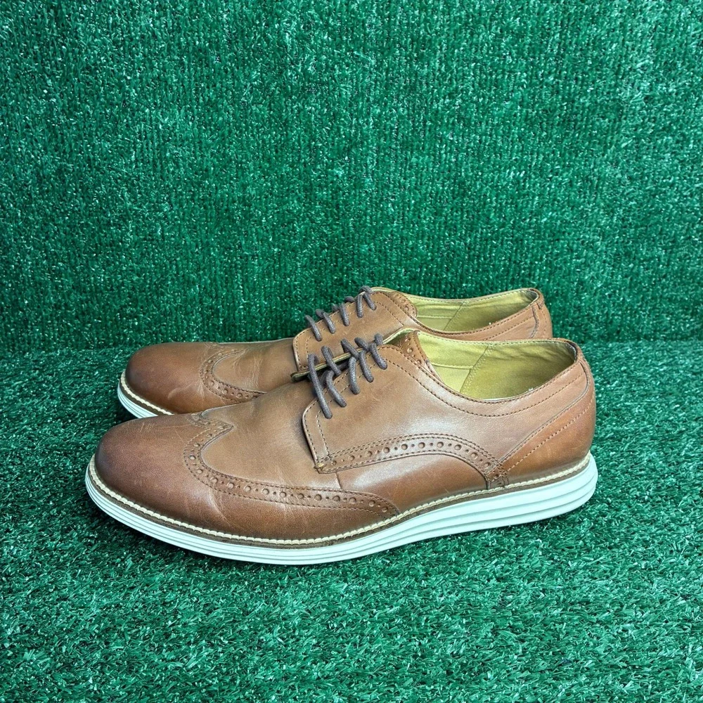 Cole Haan Original Grand Wingtip Oxford Leather Brogue Dress Brown Mens 12 Wide